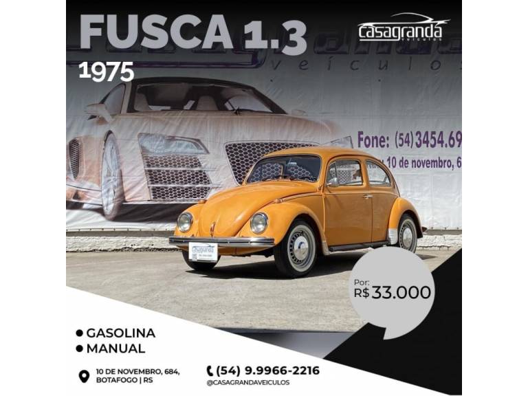 VOLKSWAGEN - FUSCA - 1975/1975 - Laranja - R$ 33.000,00