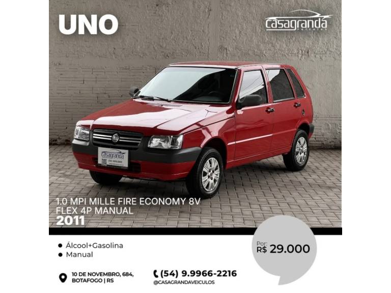 FIAT - UNO - 2011/2011 - Vermelha - R$ 29.000,00