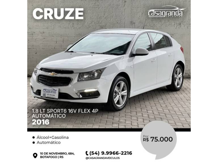 CHEVROLET - CRUZE - 2015/2016 - Branca - R$ 75.000,00