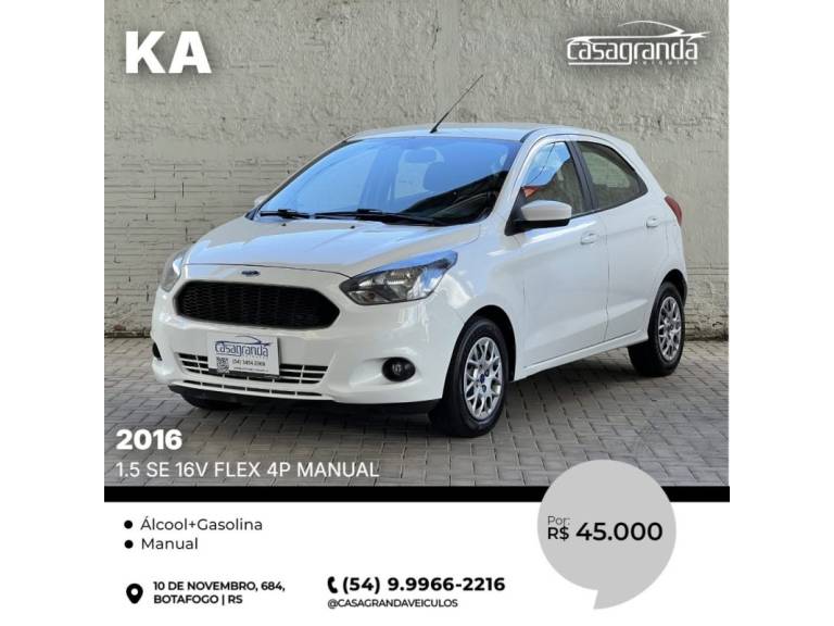 FORD - KA - 2015/2016 - Branca - R$ 45.000,00