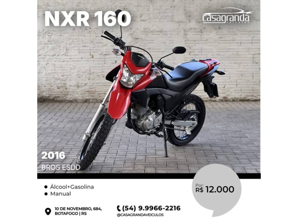 HONDA - NXR 160 - 2015/2016 - Vermelha - R$ 12.000,00
